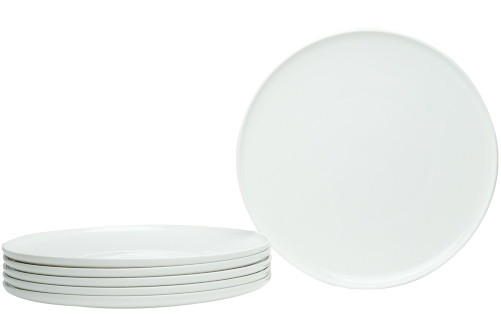 White Six Piece Round Coupe Porcelain Service For Six Dinner Plate Set HomeRoots
