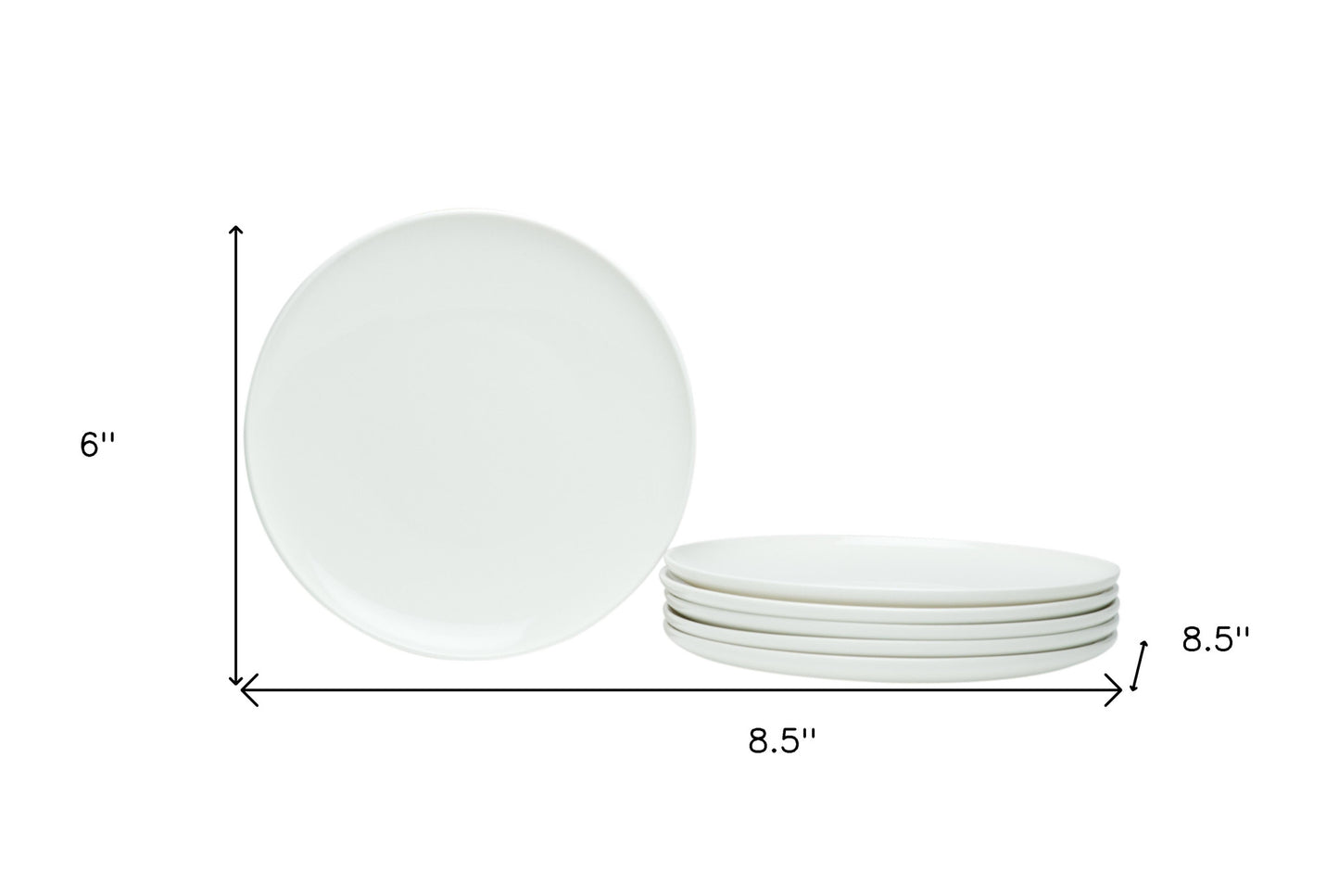 White Six Piece Porcelain Service For Six Salad Plate Set