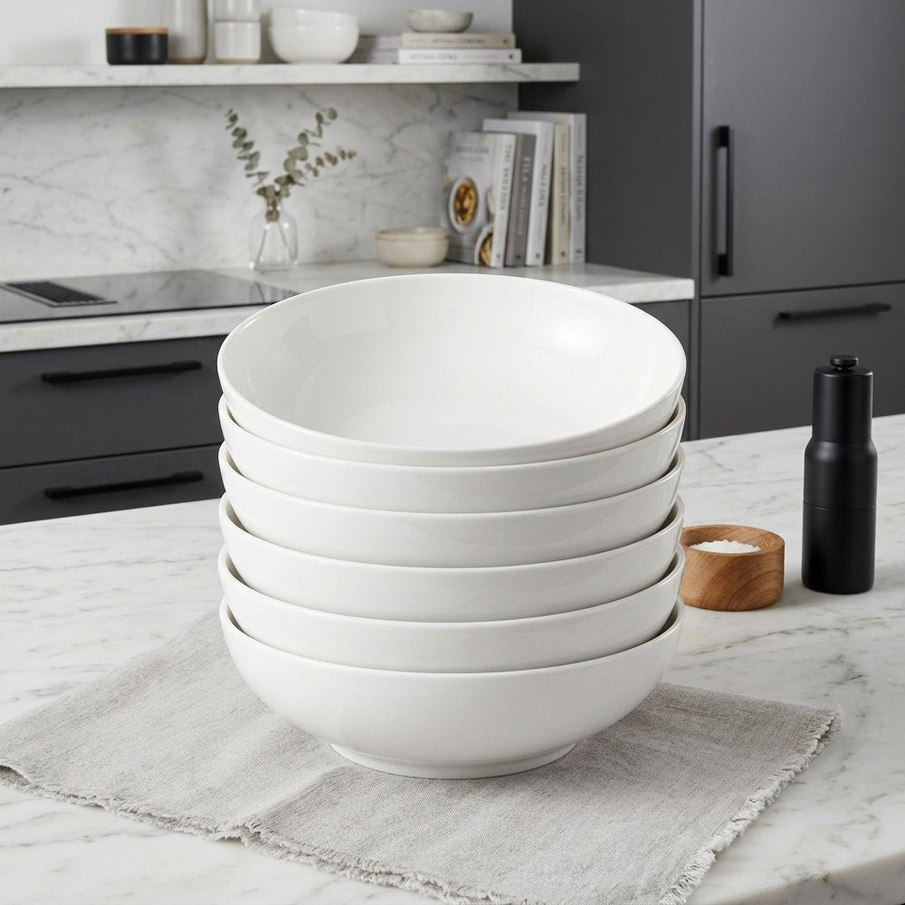 White Six Piece Porcelain Service For Six Bowl Set HomeRoots