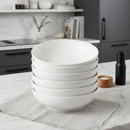 White Six Piece Porcelain Service For Six Bowl Set HomeRoots