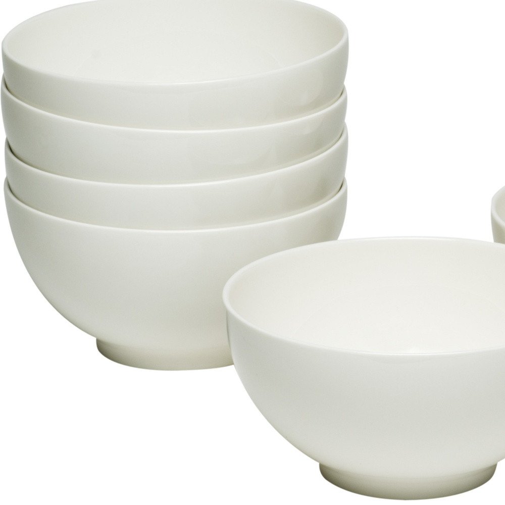 White Six Piece Porcelain Service For Six Bowl Set HomeRoots