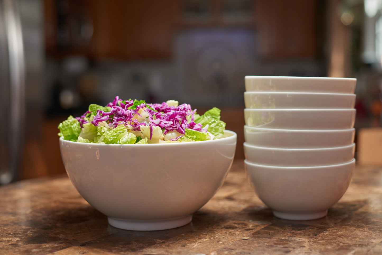 White Six Piece Porcelain Service For Six Bowl Set