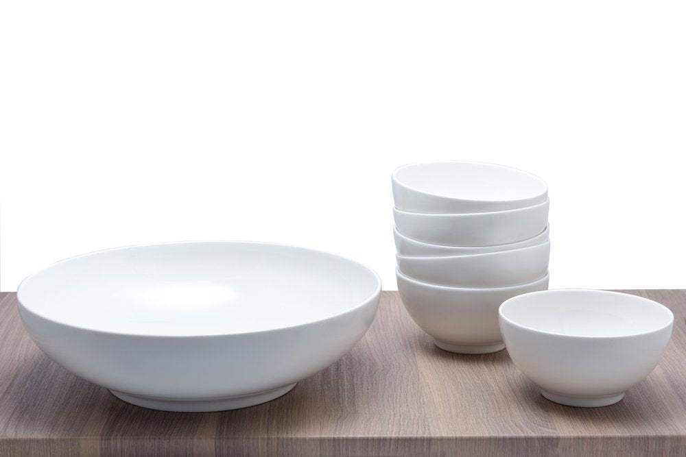 White Six Piece Porcelain Service For Six Bowl Set HomeRoots