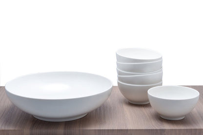 White Six Piece Porcelain Service For Six Bowl Set HomeRoots