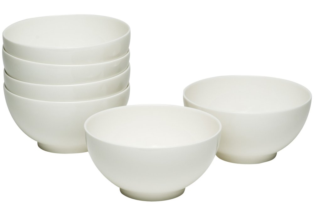 White Six Piece Porcelain Service For Six Bowl Set HomeRoots