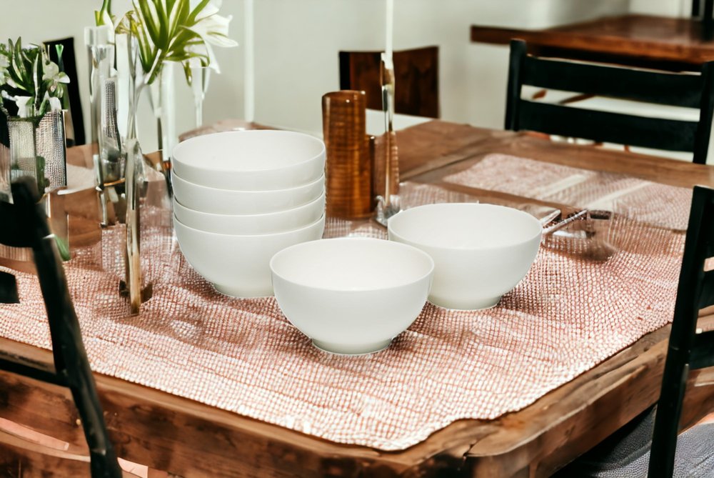 White Six Piece Porcelain Service For Six Bowl Set HomeRoots