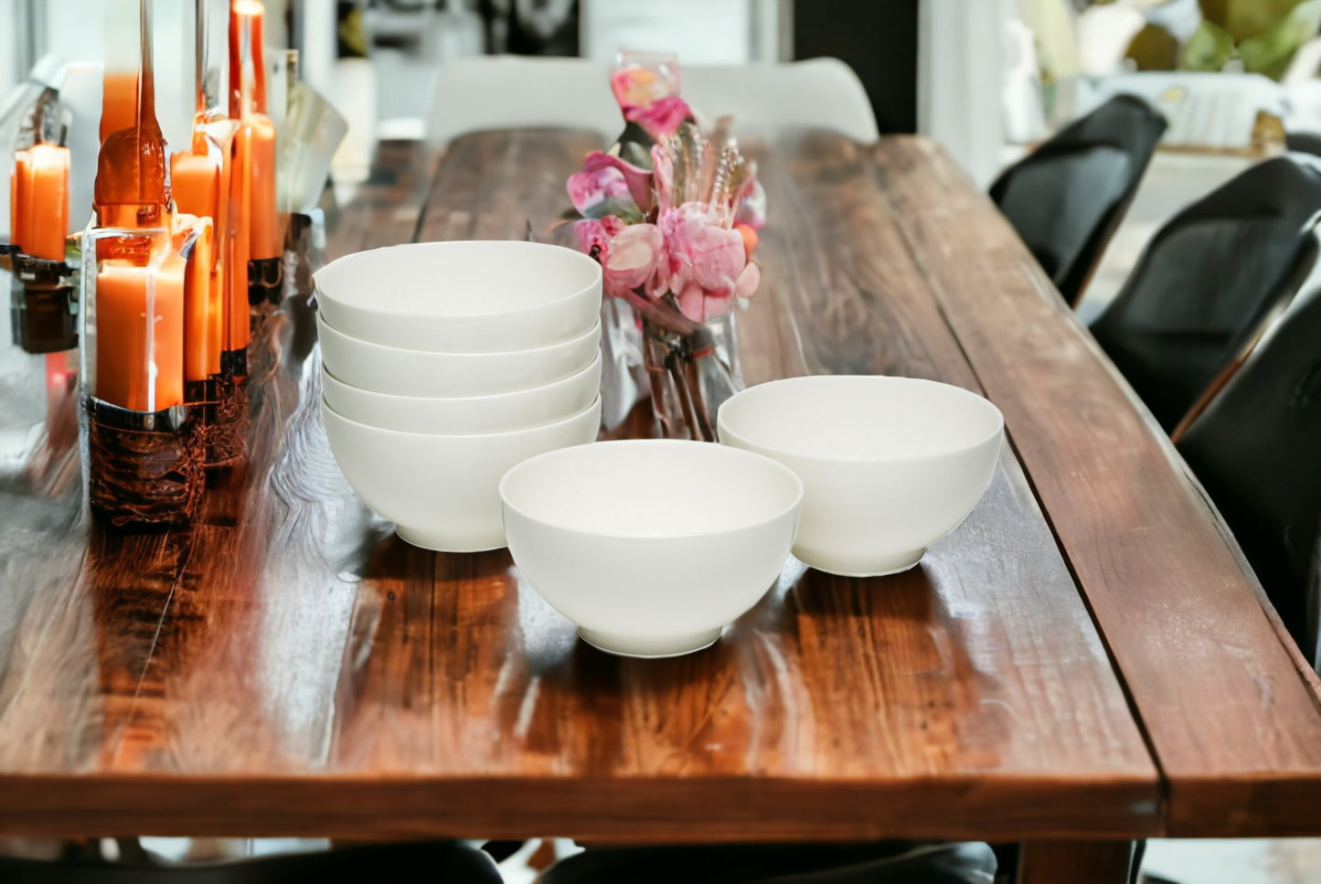 White Six Piece Porcelain Service For Six Bowl Set