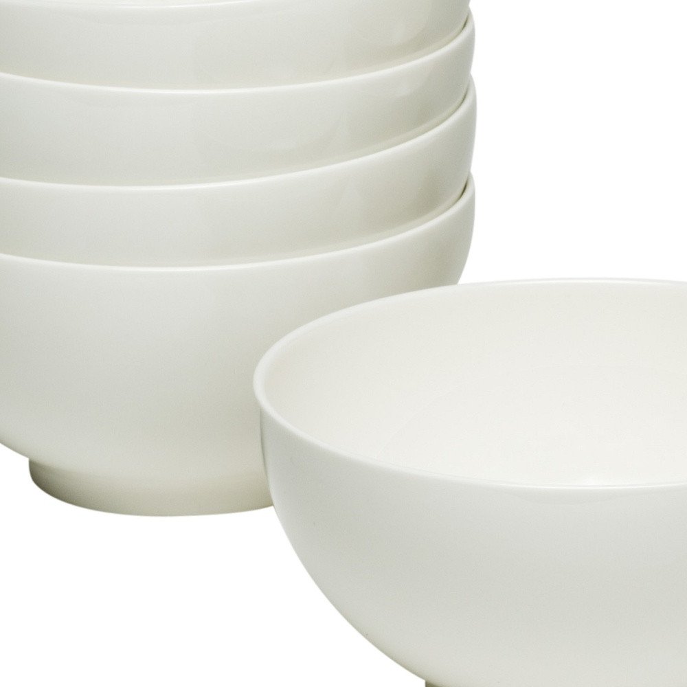 White Six Piece Porcelain Service For Six Bowl Set HomeRoots