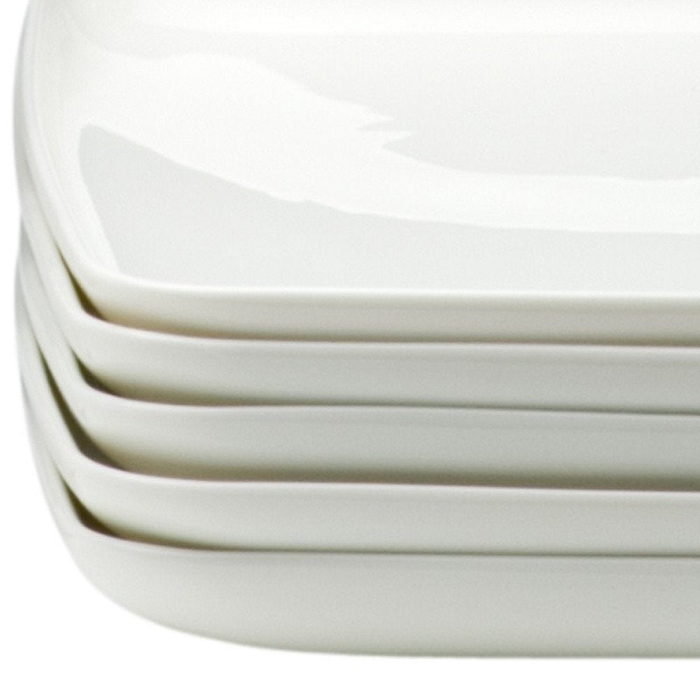 White Six Piece Rectangle Porcelain Service For Six Dinner Plate Set HomeRoots