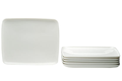 White Six Piece Rectangle Porcelain Service For Six Dinner Plate Set HomeRoots