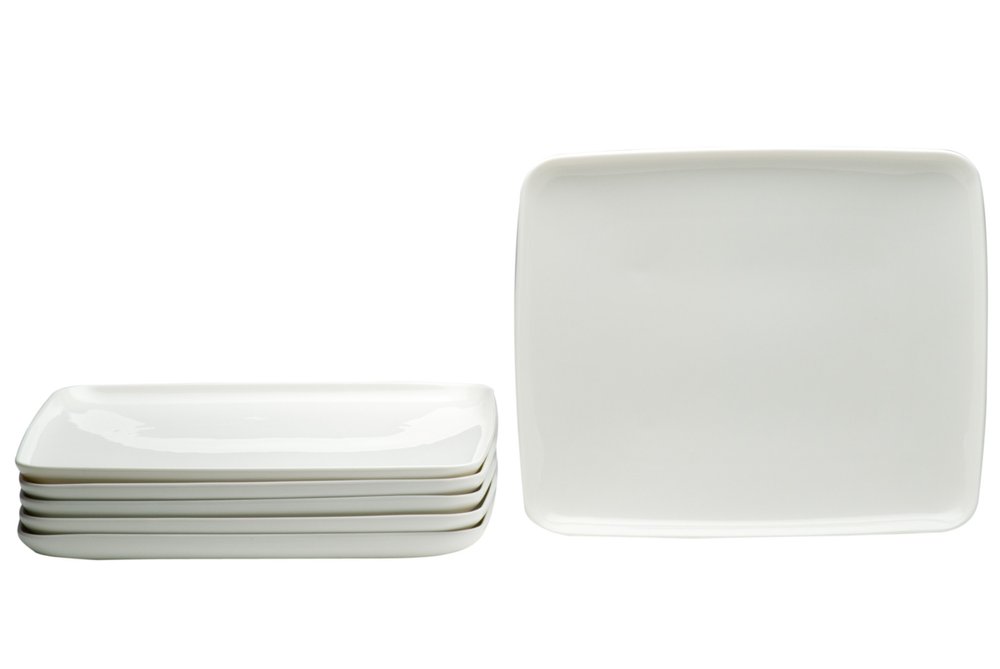 White Six Piece Rectangle Porcelain Service For Six Dinner Plate Set HomeRoots