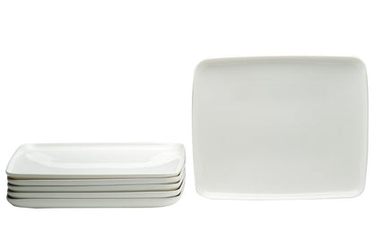 White Six Piece Rectangle Porcelain Service For Six Dinner Plate Set HomeRoots