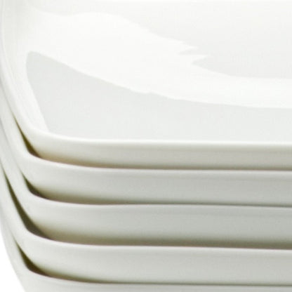 White Six Piece Rectangle Porcelain Service For Six Dinner Plate Set HomeRoots