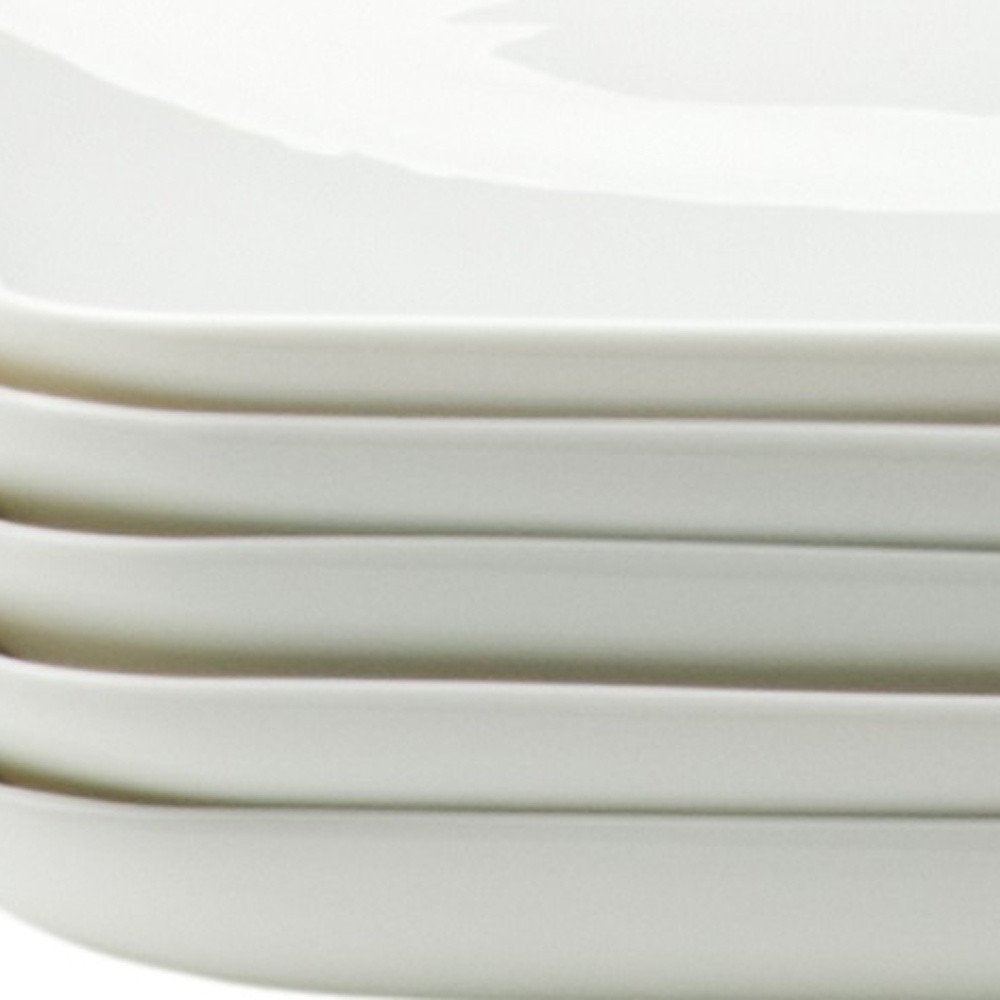 White Six Piece Rectangle Porcelain Service For Six Dinner Plate Set HomeRoots