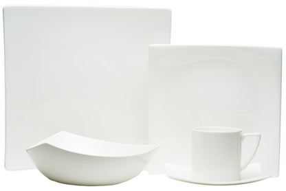 White Five Piece Square Bone China Dinnerware Set HomeRoots
