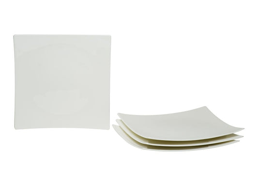White Six Piece Square Bone China Service For Six Dinner Plate Set HomeRoots