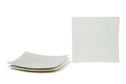 White Six Piece Square Bone China Service For Six Dinner Plate Set HomeRoots