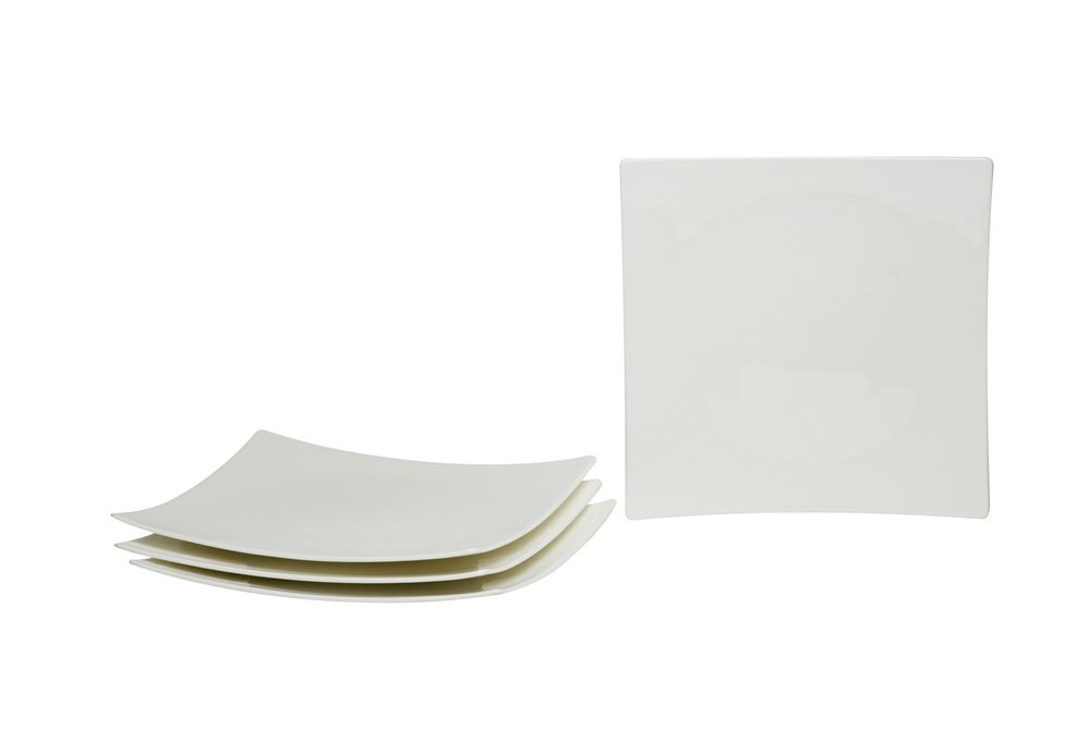 White Six Piece Square Bone China Service For Six Salad Plate Set HomeRoots