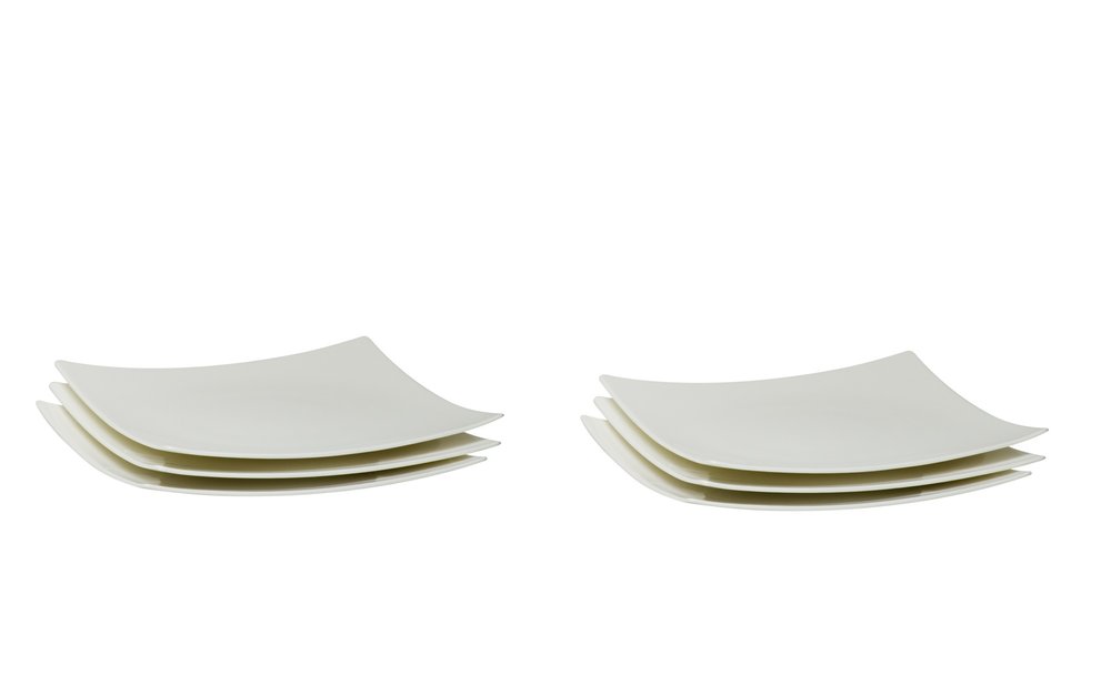 White Six Piece Square Bone China Service For Six Salad Plate Set HomeRoots