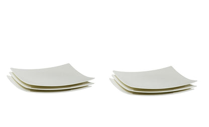 White Six Piece Square Bone China Service For Six Salad Plate Set HomeRoots