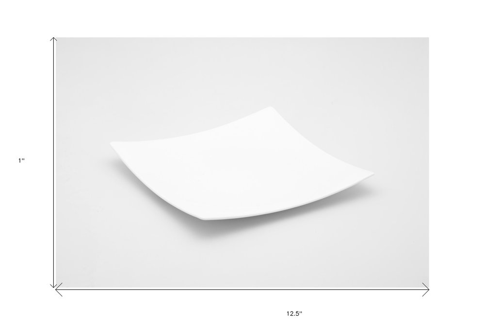 13" White Square Bone China Platter HomeRoots