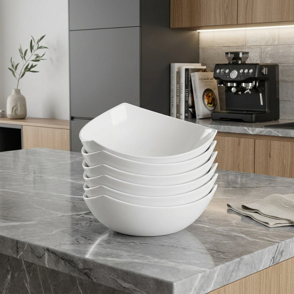 White Six Piece Triangle Bone China Service For Six Bowl Set HomeRoots