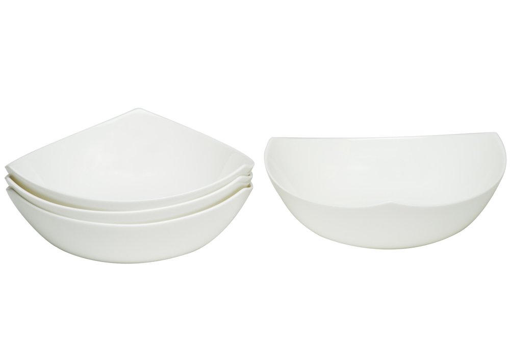White Six Piece Triangle Bone China Service For Six Bowl Set HomeRoots