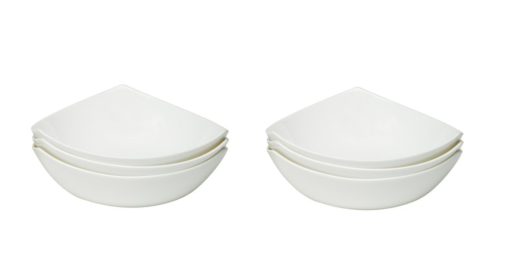White Six Piece Triangle Bone China Service For Six Bowl Set HomeRoots