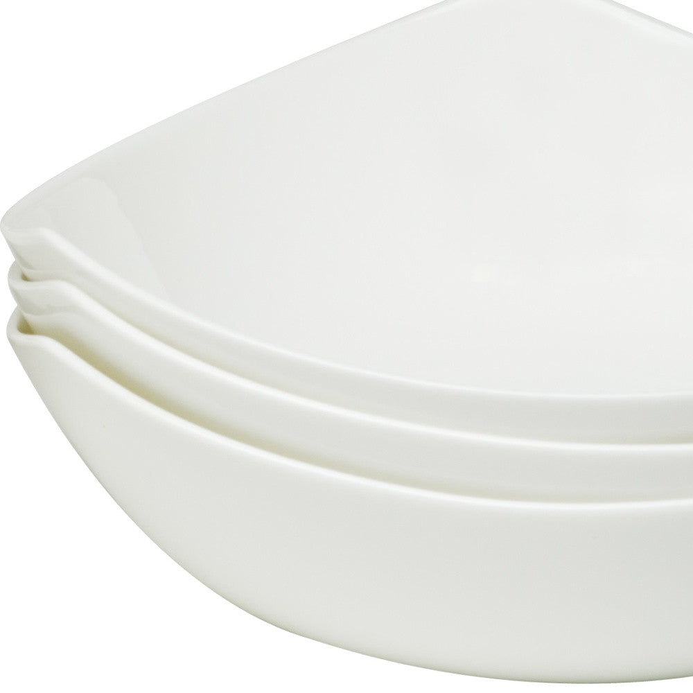 White Six Piece Triangle Bone China Service For Six Bowl Set