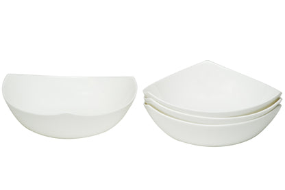 White Six Piece Triangle Bone China Service For Six Bowl Set