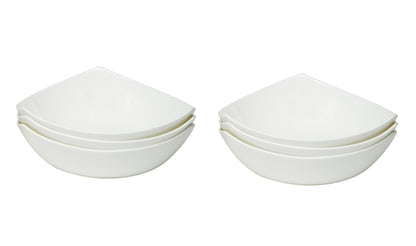 White Six Piece Triangle Bone China Service For Six Bowl Set