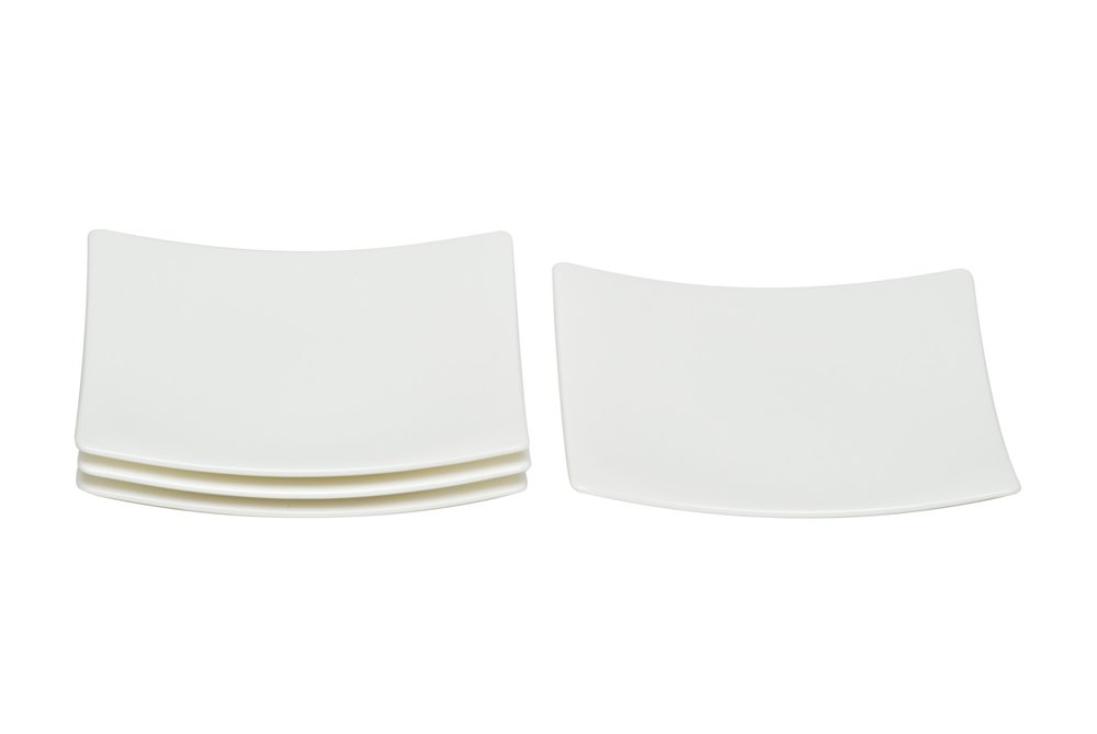 White Six Piece Square Bone China Service For Six Bread and Butter Set HomeRoots
