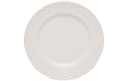 White Four Piece Weave Stoneware Service For Four Dinner Plate Set HomeRoots