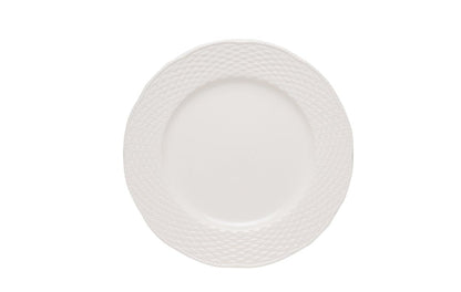 White Four Piece Round Weave Stoneware Service For Four Salad Plate Set HomeRoots