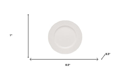 White Four Piece Round Weave Stoneware Service For Four Salad Plate Set HomeRoots