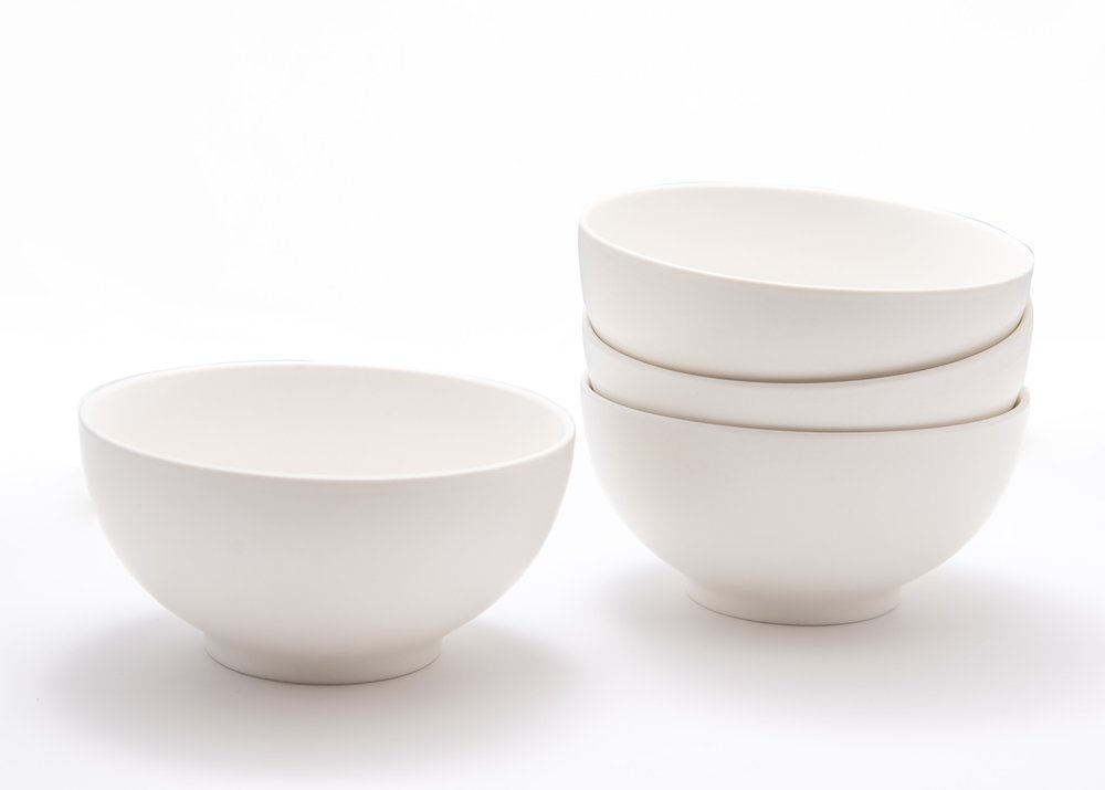 White Four Piece Porcelain Service For Four Bowl Set HomeRoots