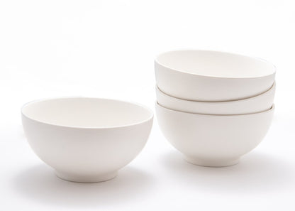 White Four Piece Porcelain Service For Four Bowl Set HomeRoots