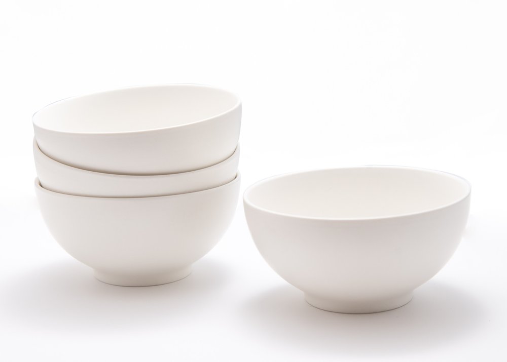 White Four Piece Porcelain Service For Four Bowl Set HomeRoots