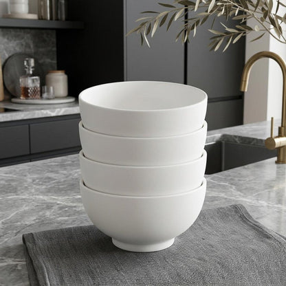 White Four Piece Porcelain Service For Four Bowl Set HomeRoots