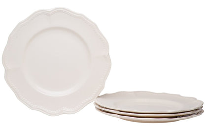 White Four Piece Scallop Stoneware Service For Four Dinner Plate Set HomeRoots