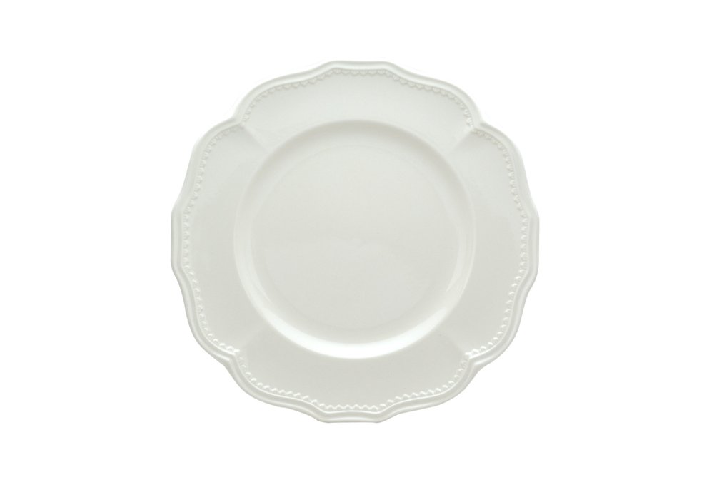 White Four Piece Scallop Stoneware Service For Four Dinner Plate Set HomeRoots