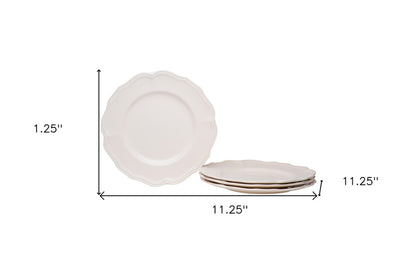 White Four Piece Scallop Stoneware Service For Four Dinner Plate Set HomeRoots