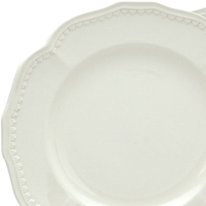 White Four Piece Round Scallop Stoneware Service For Four Salad Plate Set HomeRoots