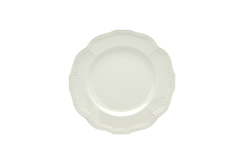 White Four Piece Round Scallop Stoneware Service For Four Salad Plate Set HomeRoots