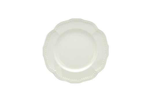 White Four Piece Round Scallop Stoneware Service For Four Salad Plate Set HomeRoots
