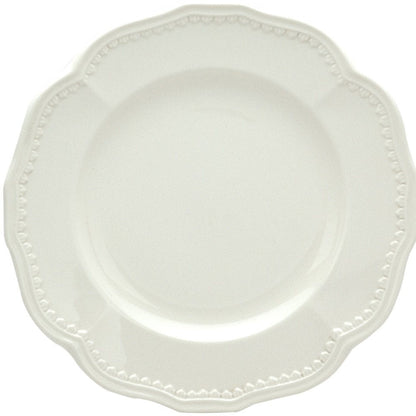 White Four Piece Round Scallop Stoneware Service For Four Salad Plate Set HomeRoots