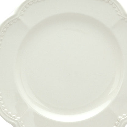 White Four Piece Round Scallop Stoneware Service For Four Salad Plate Set HomeRoots