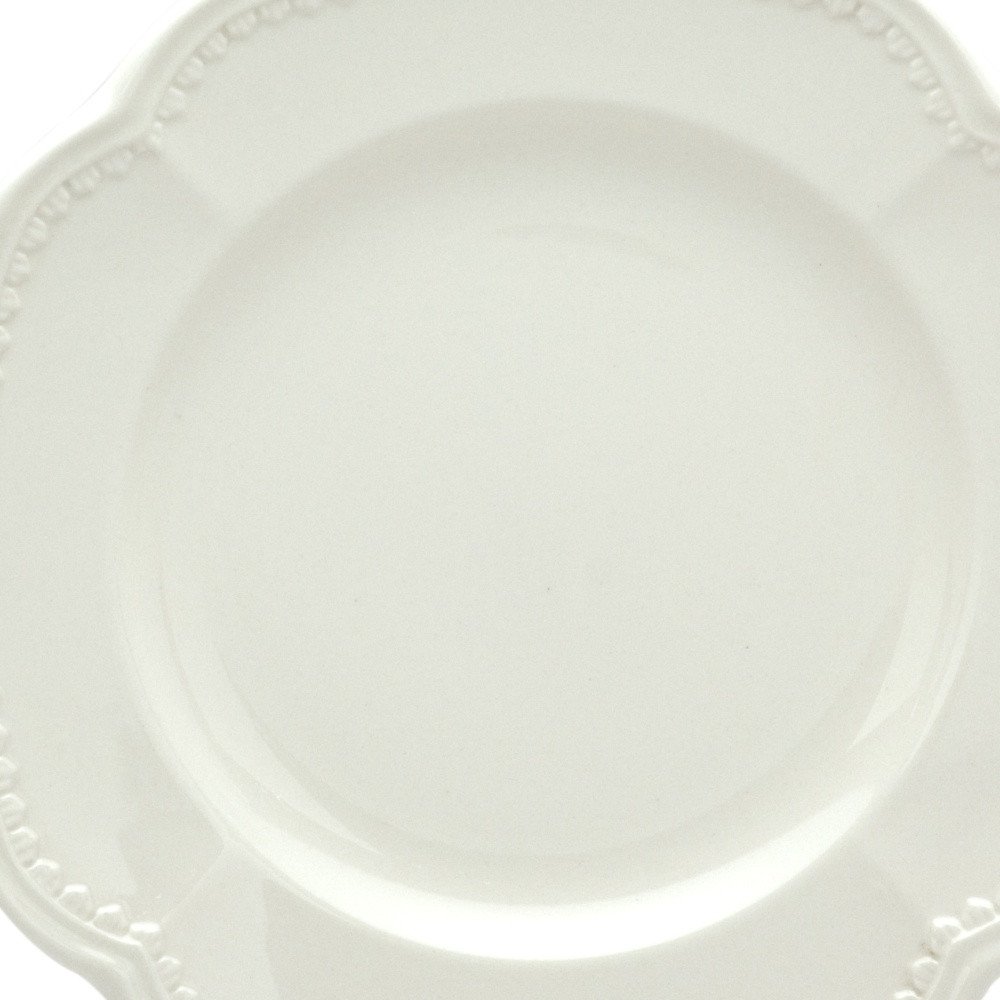 White Four Piece Round Scallop Stoneware Service For Four Salad Plate Set HomeRoots