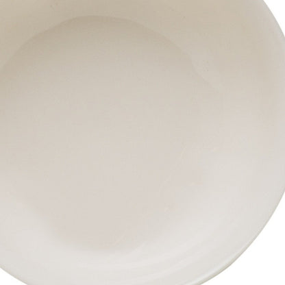 White Four Piece Round Scallop Stoneware Service For Four Bowl Set HomeRoots