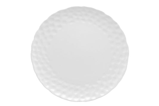 White Six Piece Round Pebbled Porcelain Service For Six Dinner Plate Set HomeRoots